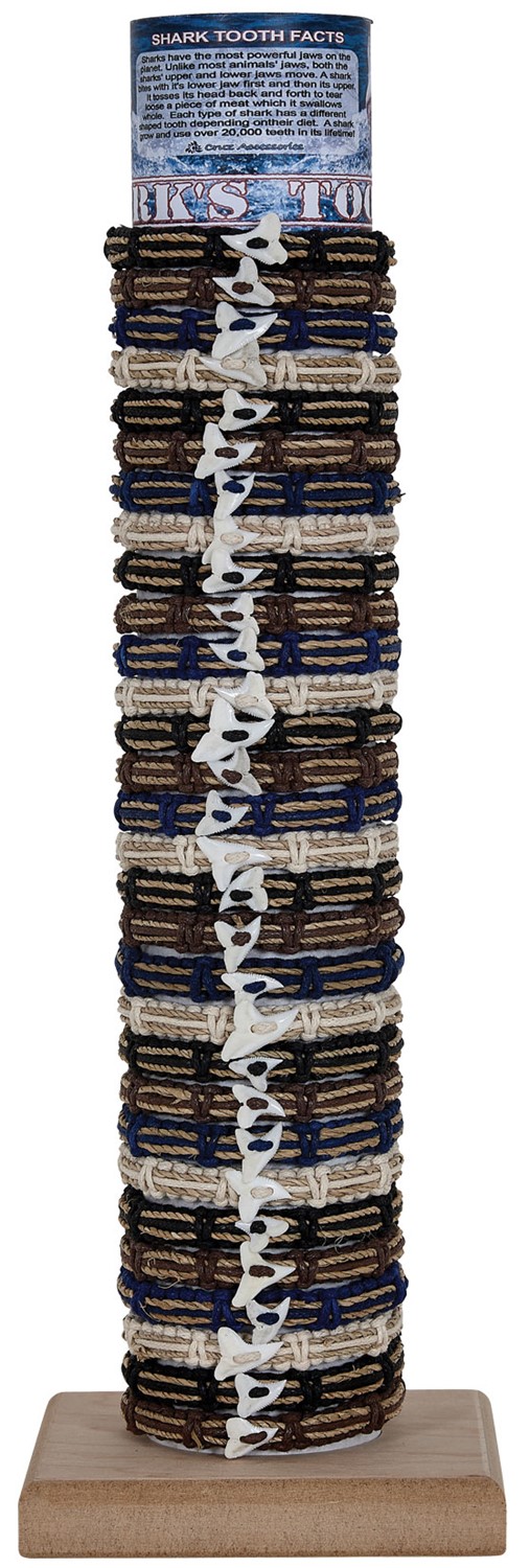 Shark Tooth Adjustable Slide-Knot Bracelet Assorted With Tube & Base