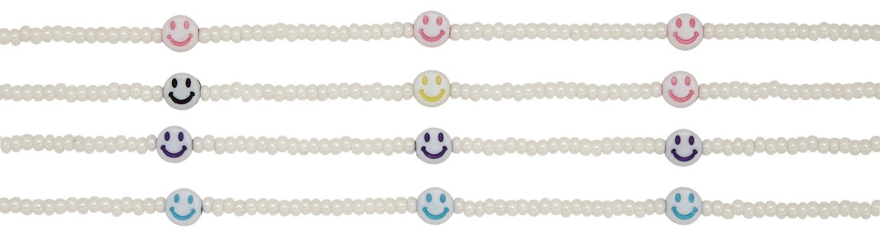 Seed Bead With Smile Beads Anklet (B) Assorted