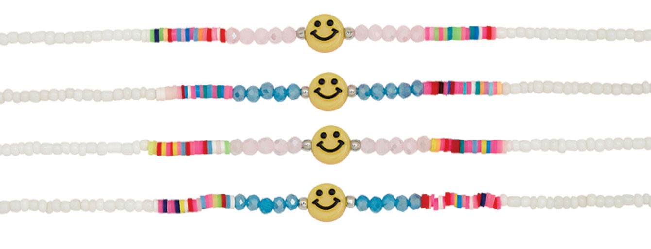 Crystal Bead And Fimo With Smile Face Pendant (B) Assorted