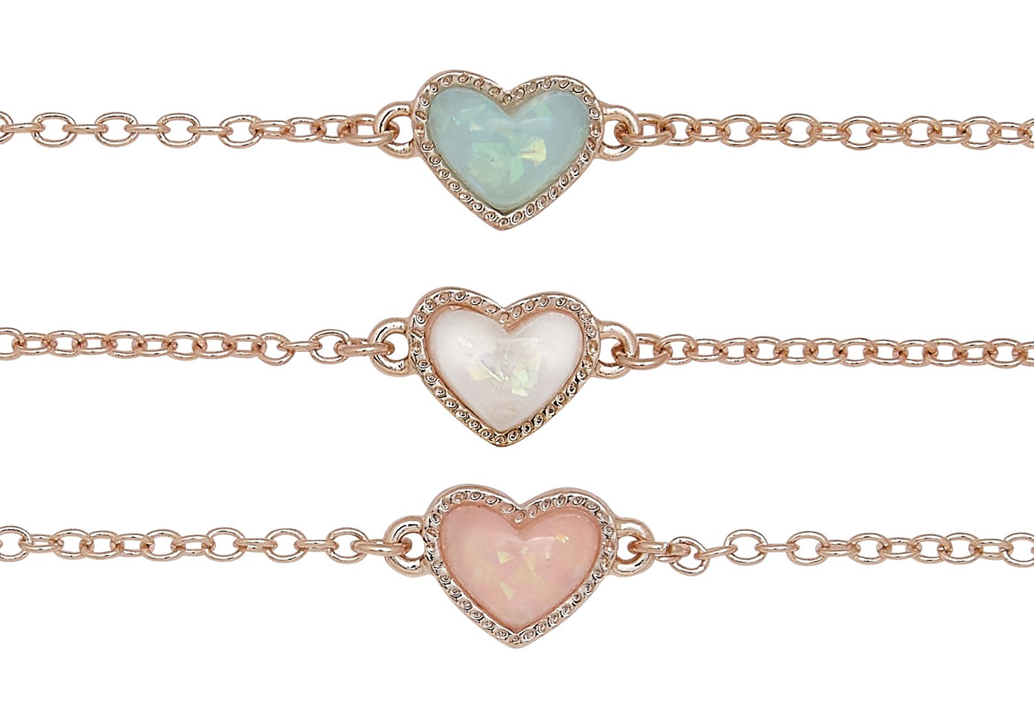 Sparkle Enamel Heart Pendant On Rose Gold Chain Anklet Assorted
