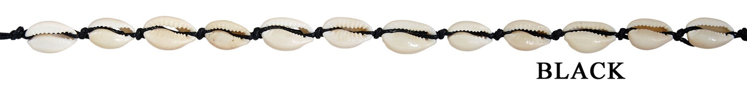 12 Cowrie Choker Necklace On Black Color Cord With Cowrie Clasp