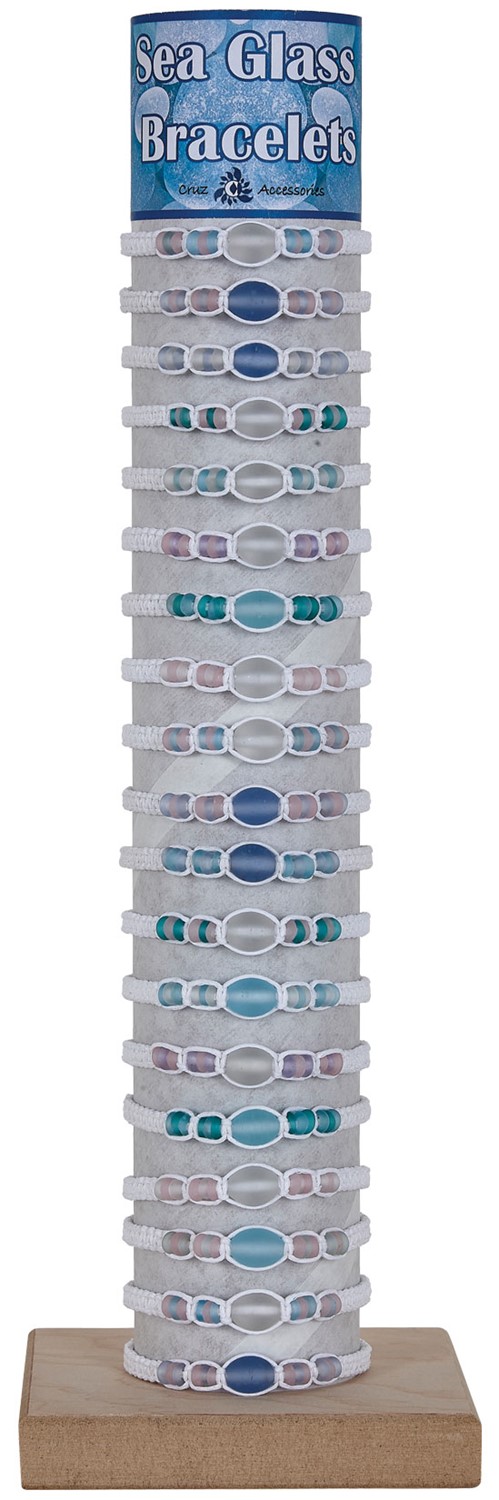 Oval & Seed Bead Glass Adjustable Slide-Knot Bracelet Assorted With Tube & Base