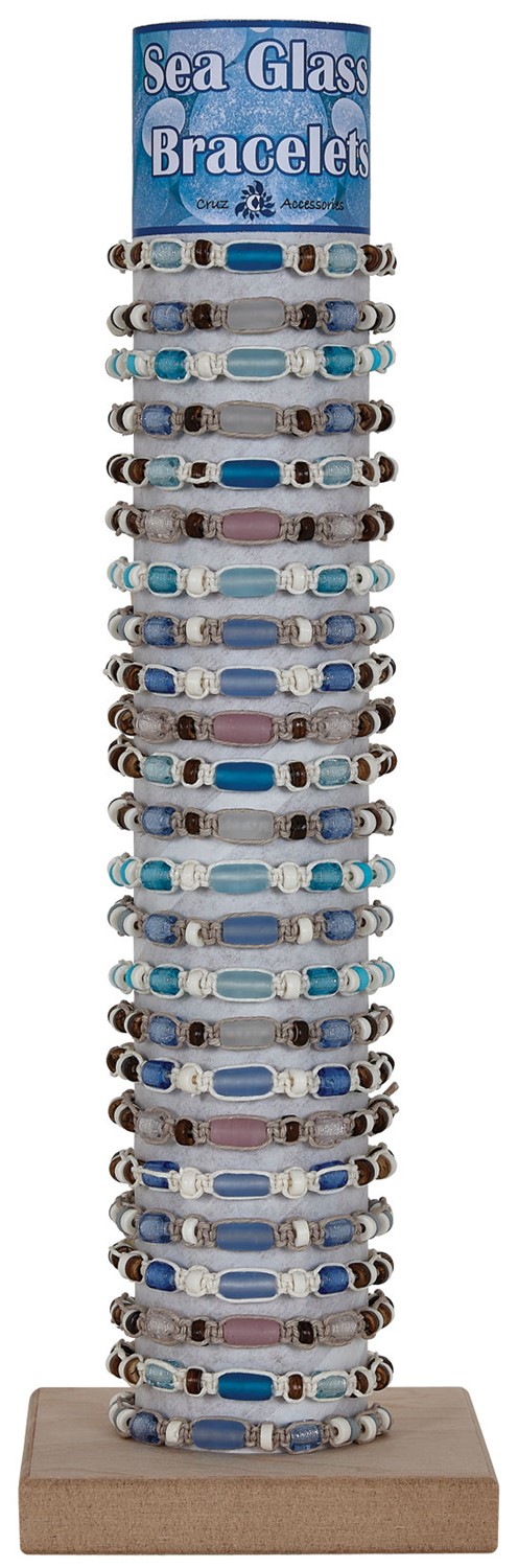 Glass Tube And Foil Slide Knot Adjustable Bracelet Assorted With Tube & Base