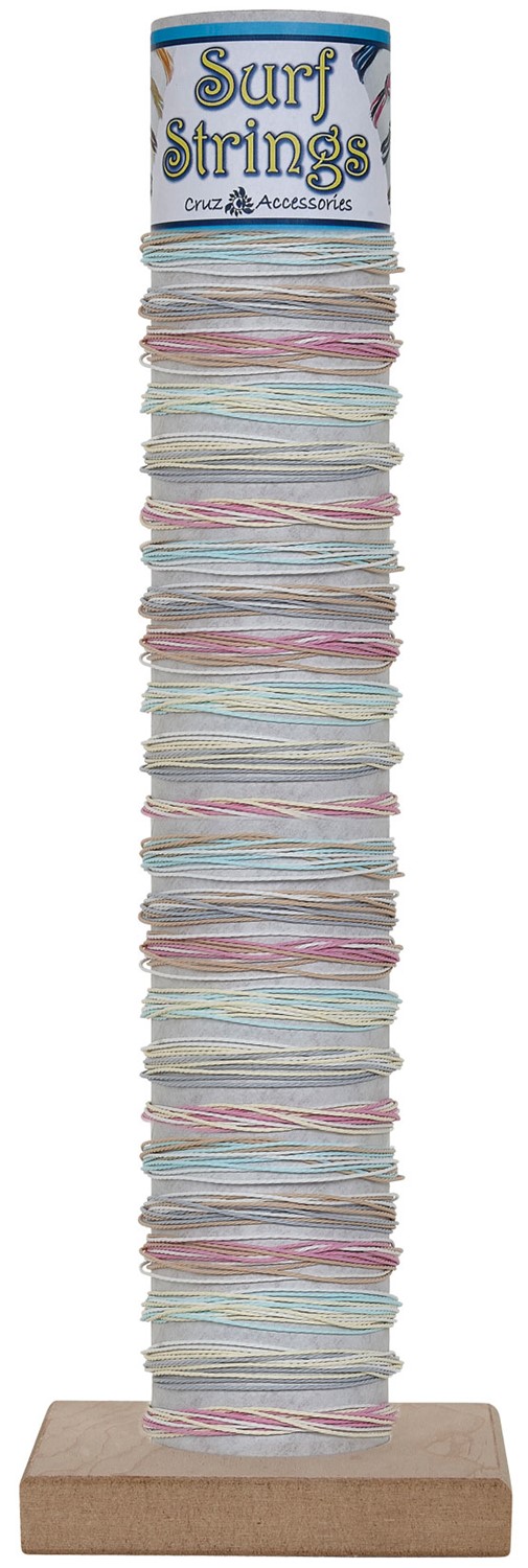 12-Strand Multi Color Wax Cord Adj Slide-Knot Bracelet (I) Asst'd W/Tube & Base