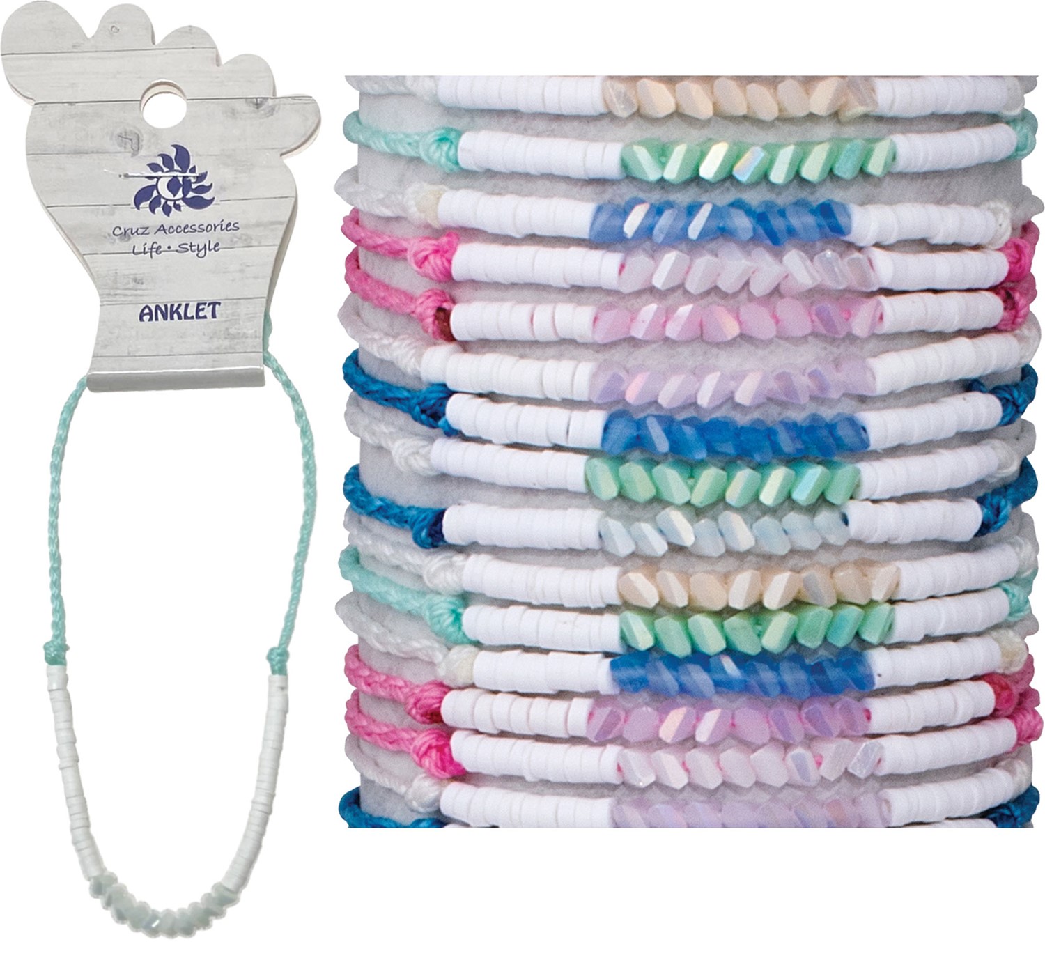 Fimo And Facet Bead Adjustable Anklet Assorted