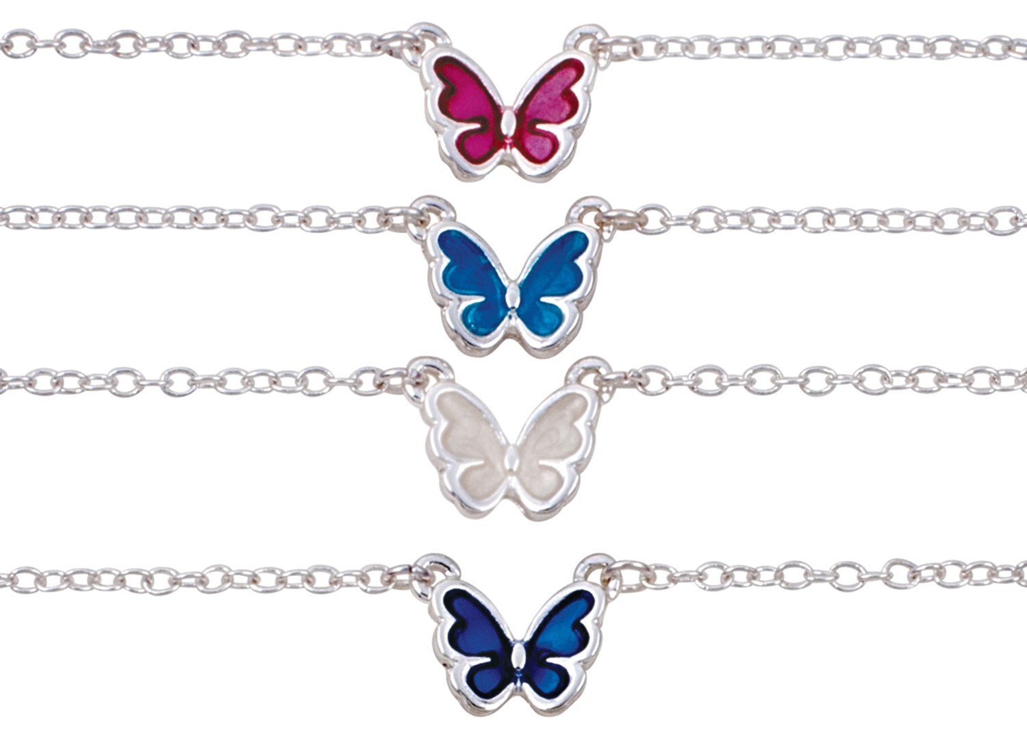 Silver Enamel Floating Butterfly Pendant Anklet Assorted