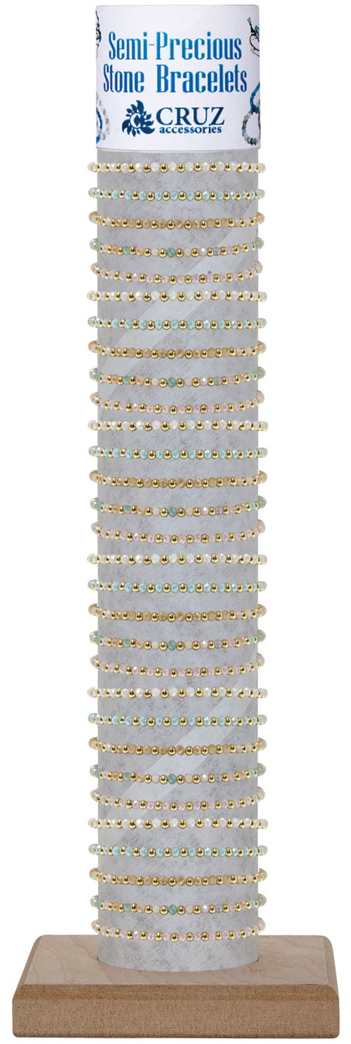 Gold & Facet Bead Slide Knot Adjustable Bracelet Assorted With Tube And Base