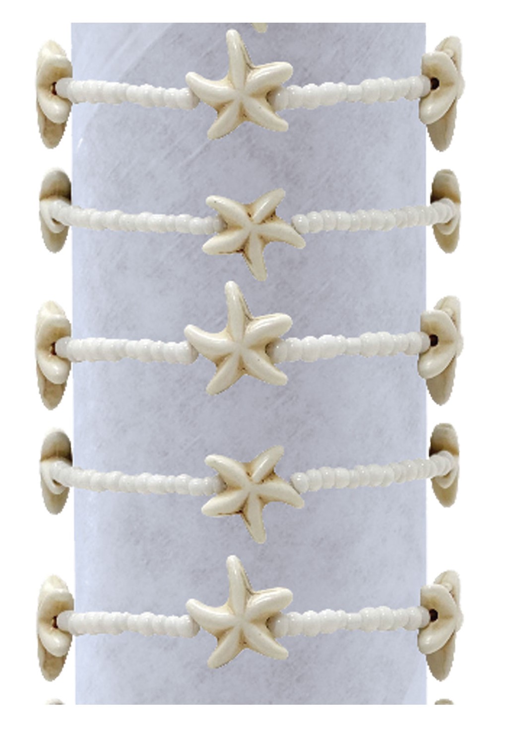 Howlite Starfish Seed Bead Adj. Bracelet