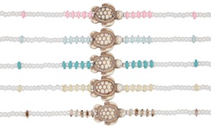 Howlite Turtle With Seed Bead Assorted Anklet