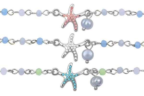 Beaded Anklet W/Starfish Pendant Assorted