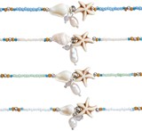 Seed Bead With Howlite Starfish And Nassau Shell Anklet Assorted