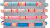 Elastic Pastel Fimo Disc Block Pattern Slide Knot Bracelet Assorted