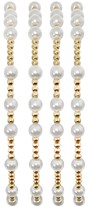 Elastic Stretch 2MM Gold Bead With Pearl Bracelet