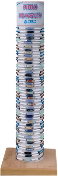 Color Cord With 3MM Fimo Disc And Stone Slide Knot Bracelet Asst W/Tube & Base