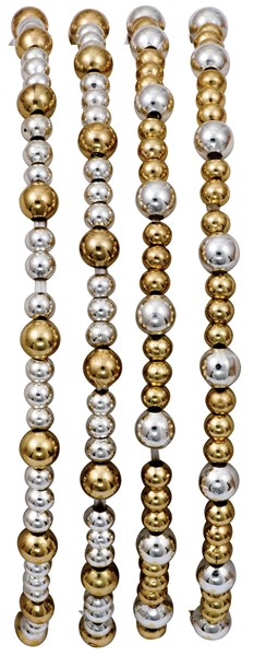 2-Toned Gold And Silver Beaded Bracelet Assorted