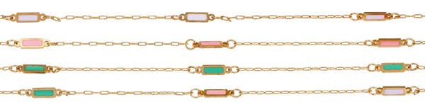 Gold 4 Station Enamel Bar Anklet Assorted