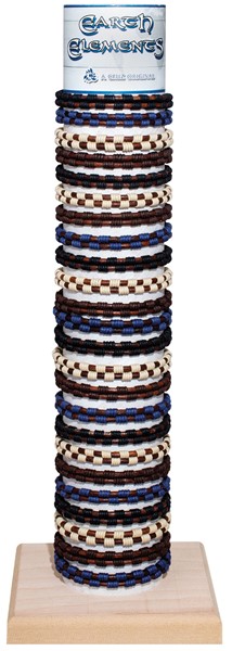 Leather With Block Pattern Slide-Knot Adj Bracelet Assorted W/Tube & Base