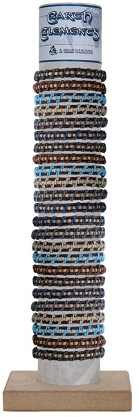 Leather W/Color Cord Wrap Pattern Slide-Knot Adj Bracelet Assorted W/Tube & Base