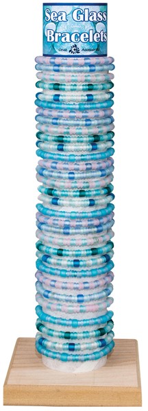 Glass Beads on White Cord Slide Knot Bracelet Assorted With Tube & Base