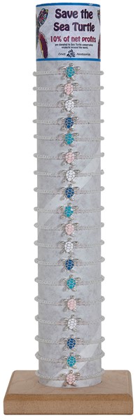 Iridescent Seed Bead W/Enamel Dolphin Adj Slide Knot Bracelet Asst W/Tube & Base