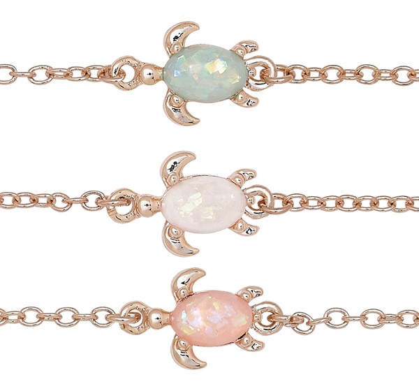 Resin Gold Sparkle Finish Turtle Pendant Bracelet