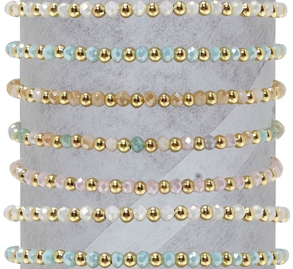 Gold & Facet Bead Slide Knot Adjustable Bracelet Assorted