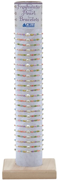 Fresh Water Pearl With Colored Japanese Seed Bead Anklet Assorted W/Tube & Base