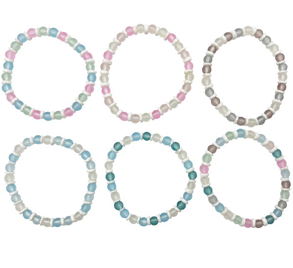 Elastic Glass Bead and Shell Stretch Bracelet Assorted
