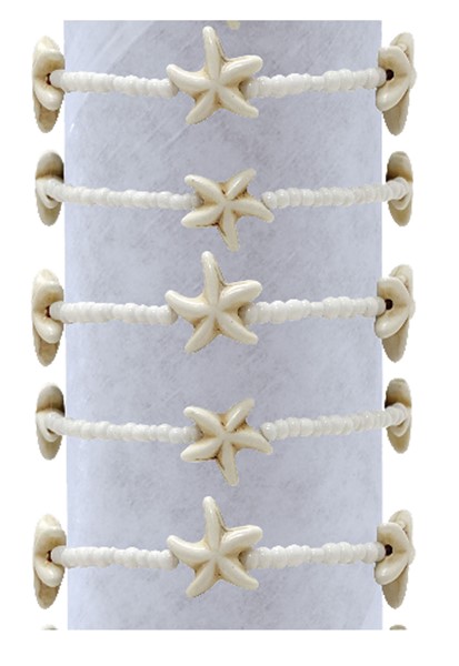 Howlite Starfish Seed Bead Adj. Bracelet