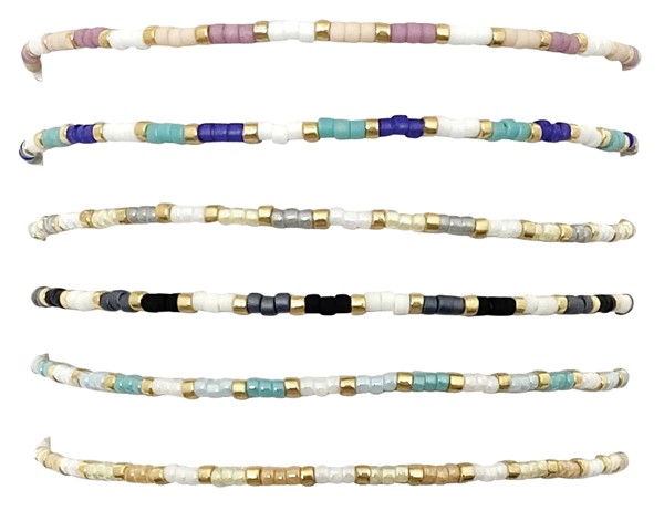 Adjustable Miyuki & Gold Bead Bracelet Asst'd